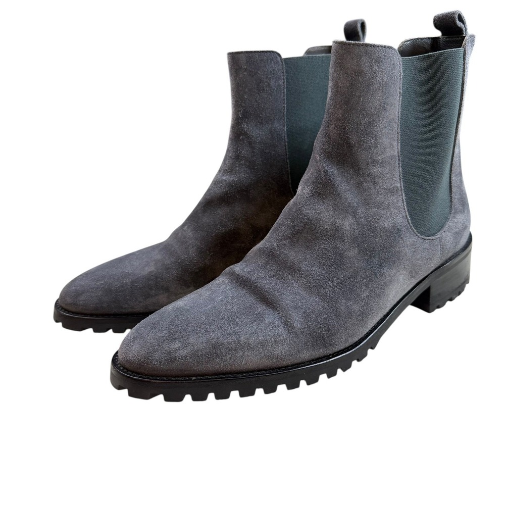 Manolo Blahnik Women's Gray Suede Chelsea Lug Sole Ankle‎ Boots Size 8.5 (39)